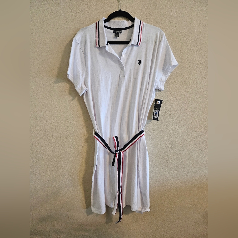 White Polo Dress with Belt